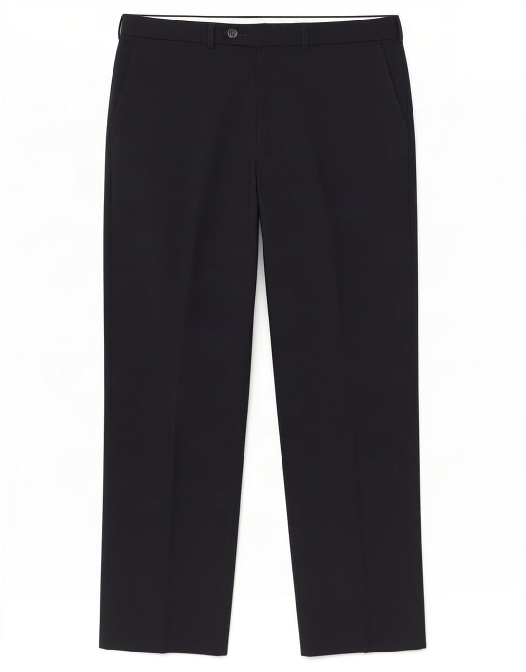 Calça masculina de terno reto Marks & Spencer W34 L29 poliéster azul marinho
