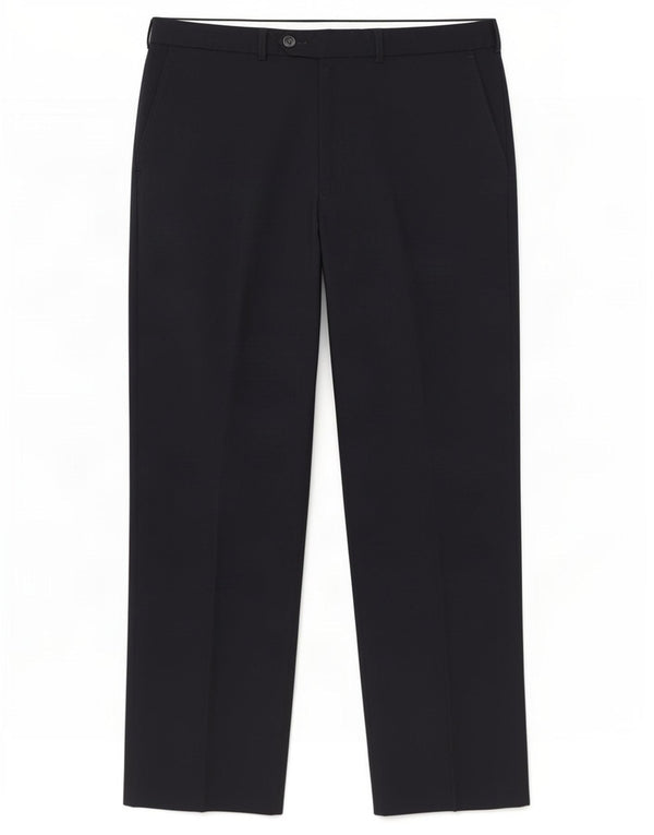 Calça masculina de terno reto Marks & Spencer W34 L29 poliéster azul marinho
