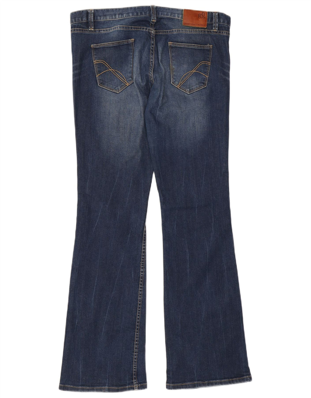 French Connection Calça jeans feminina bootcut flared EUA 16 2XL W38 L33 algodão azul