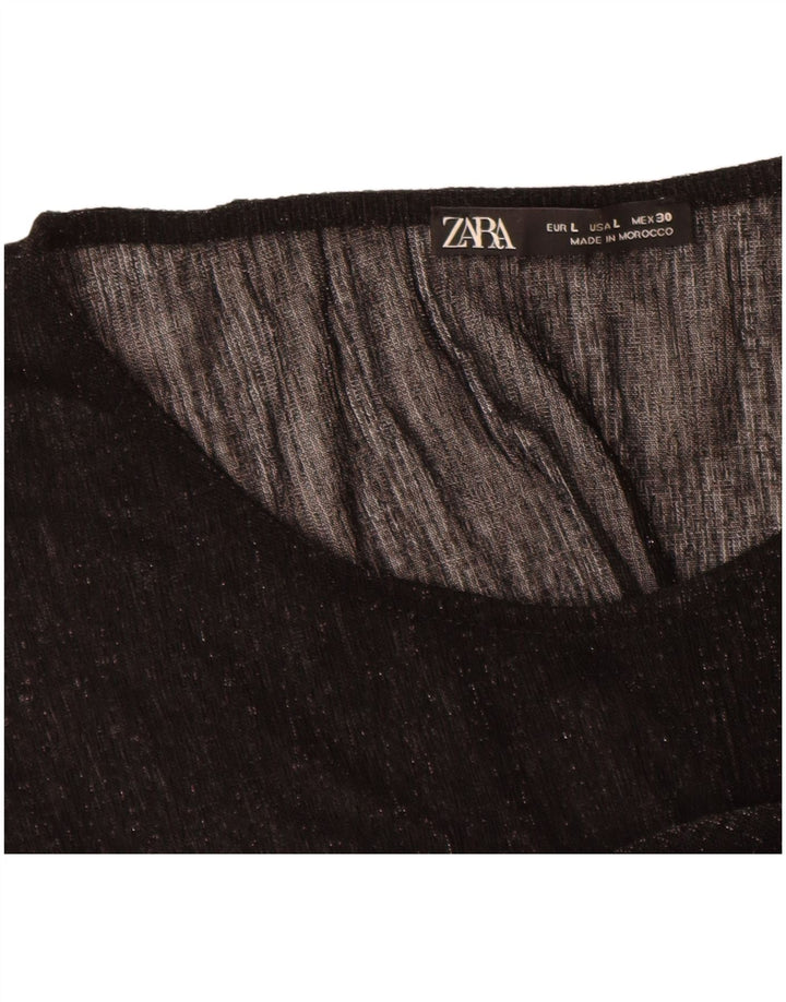 Blusa feminina Zara UK 16 grande preta manchada