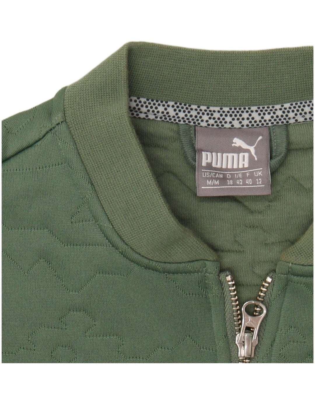 PUMA Womens Tracksuit Top Jacket UK 12 Médio Verde Geométrico