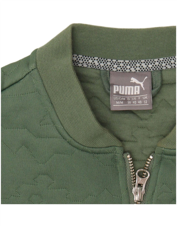 PUMA Womens Tracksuit Top Jacket UK 12 Médio Verde Geométrico