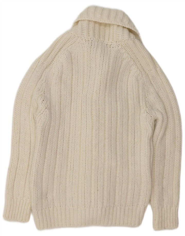 Suéter cardigã masculino Zara lã branca média