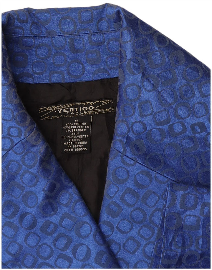 Jaqueta blazer feminina Vertigo UK 14 azul médio geométrico