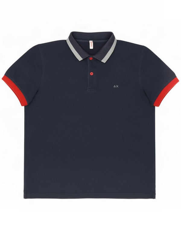 Sun68 Mens Polo Shirt Medium Navy Blue Colourblock