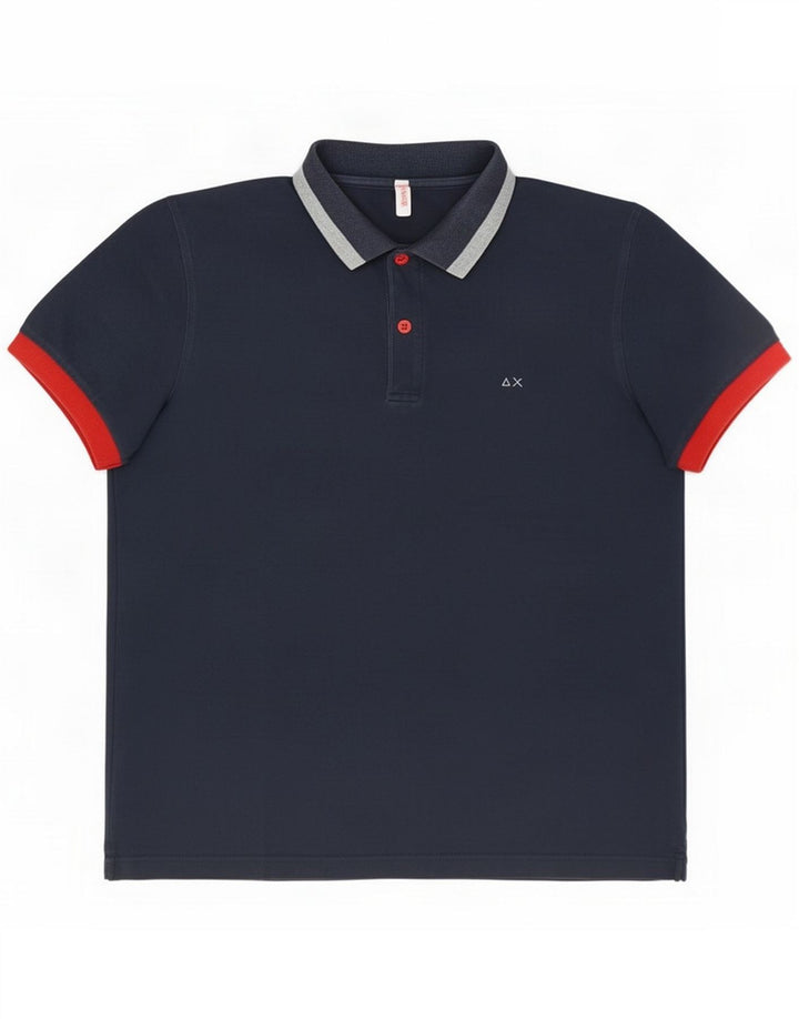 Sun68 Camisa polo masculina média azul marinho Colourblock