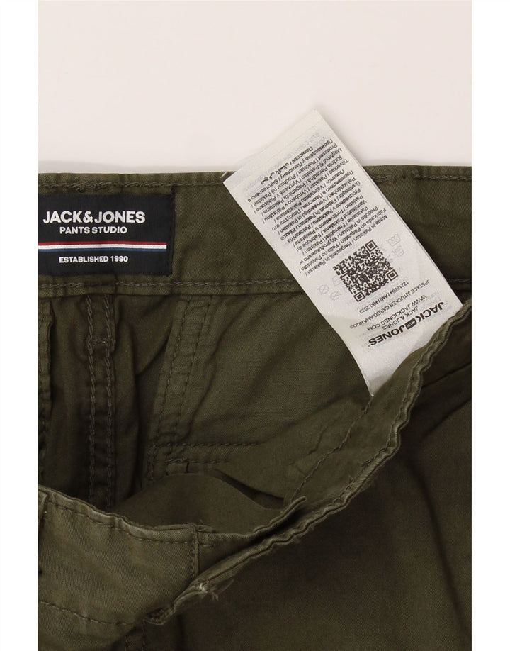 JACK & JONES Mens Straight Cargo Trousers W30 L28 Khaki Cotton Vintage Jack & Jones and Second-Hand Jack & Jones from Messina Hembry 