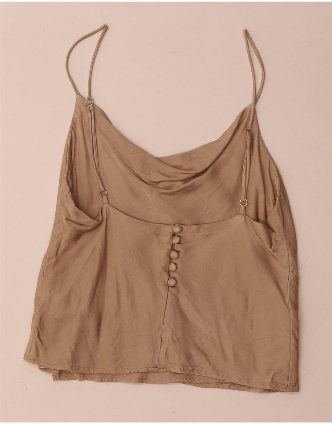 Zara Womens Cami Top UK 10 Pequeno Bege Viscose