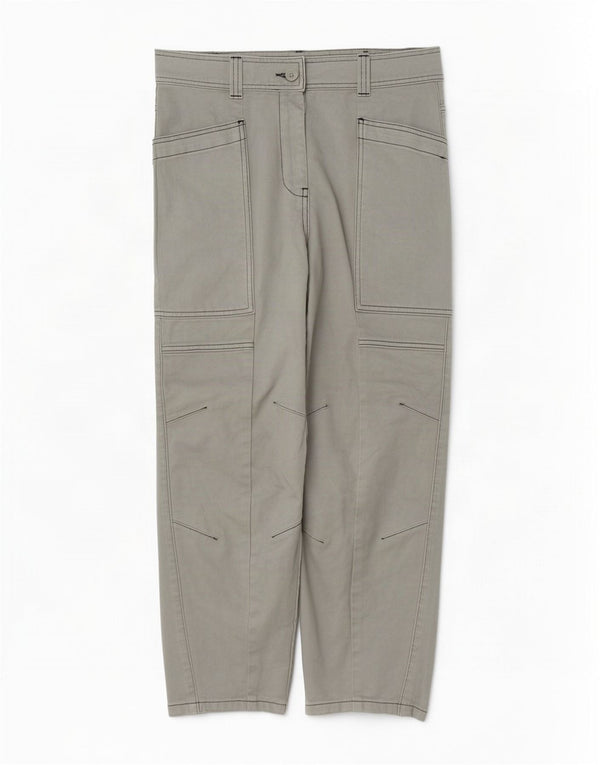 Calça cargo feminina Topshop cintura alta solta ajuste Reino Unido 10 pequena W27 L27 cinza