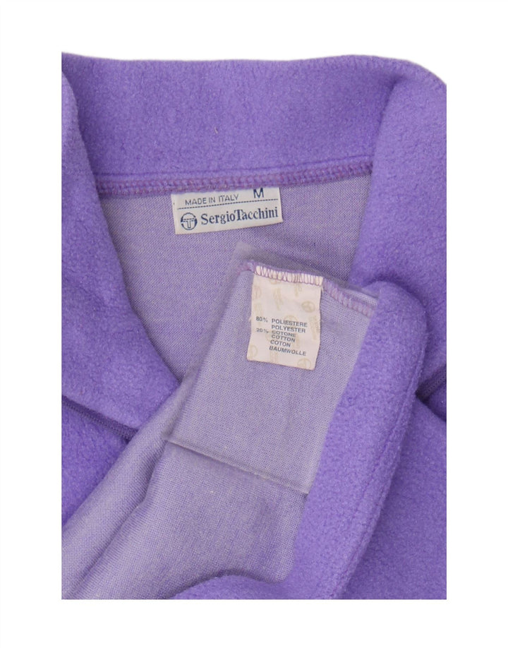 Suéter de lã feminino Sergio Tacchini com zíper e gola UK 14 poliéster roxo médio
