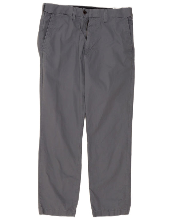 Calça masculina de terno reto Marks & Spencer W32 L29 algodão azul