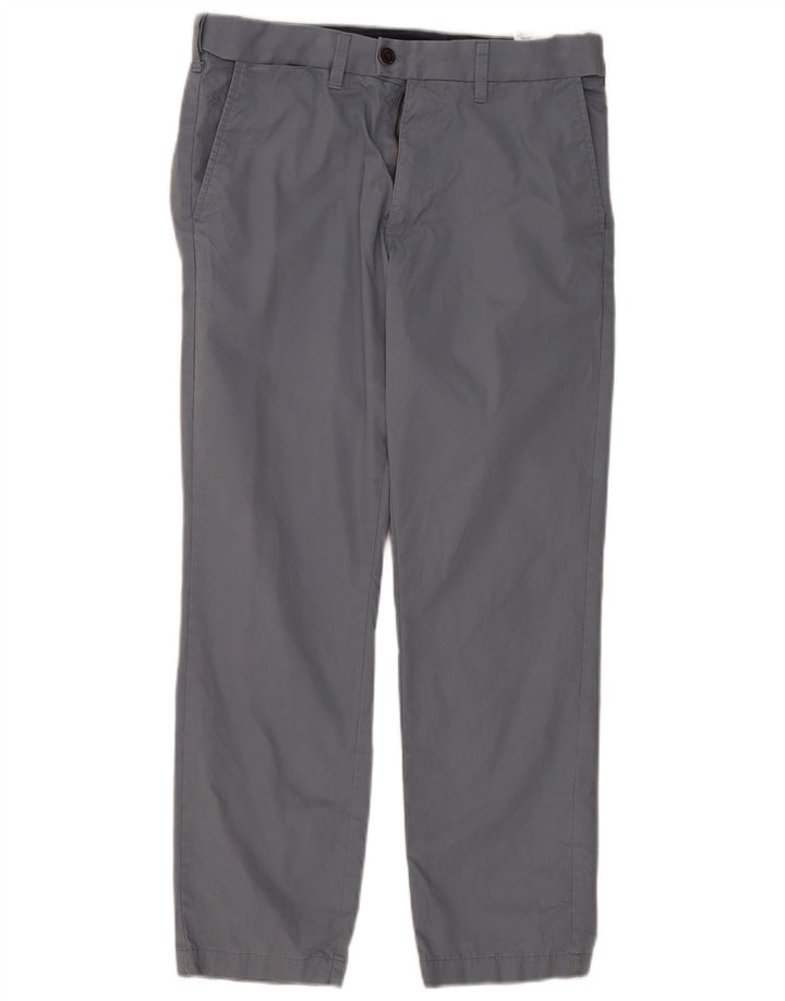 Calça masculina de terno reto Marks & Spencer W32 L29 algodão azul
