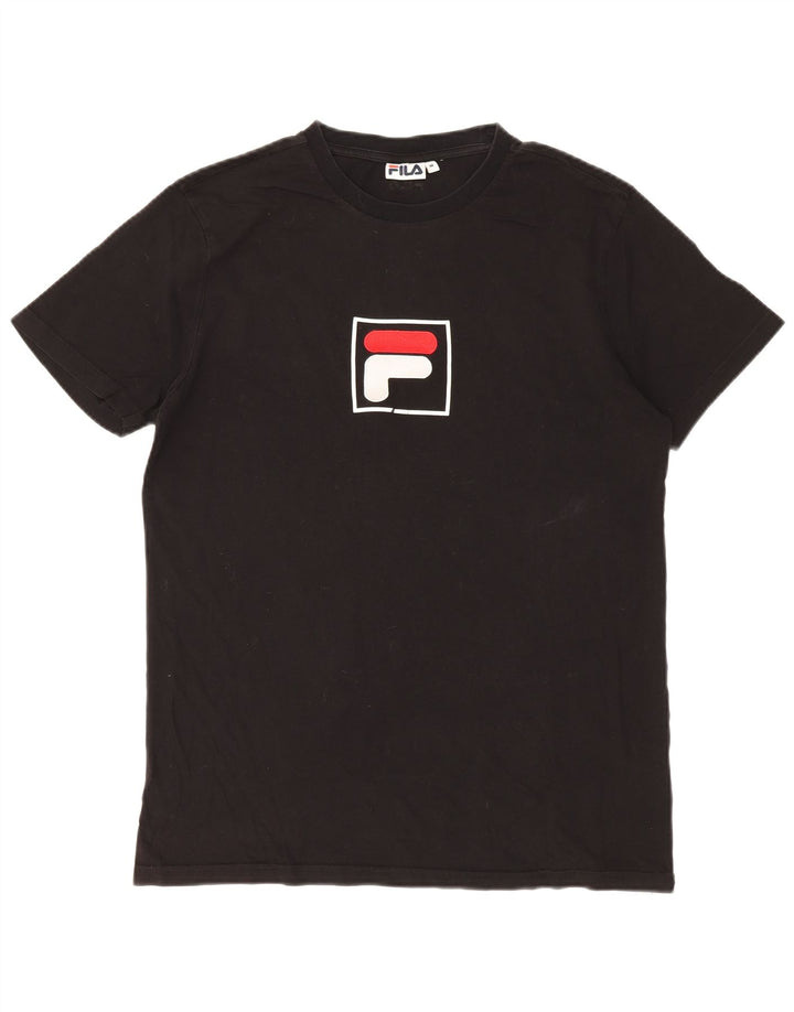 Fila Mens Graphic T-Shirt Top Médio Algodão Preto
