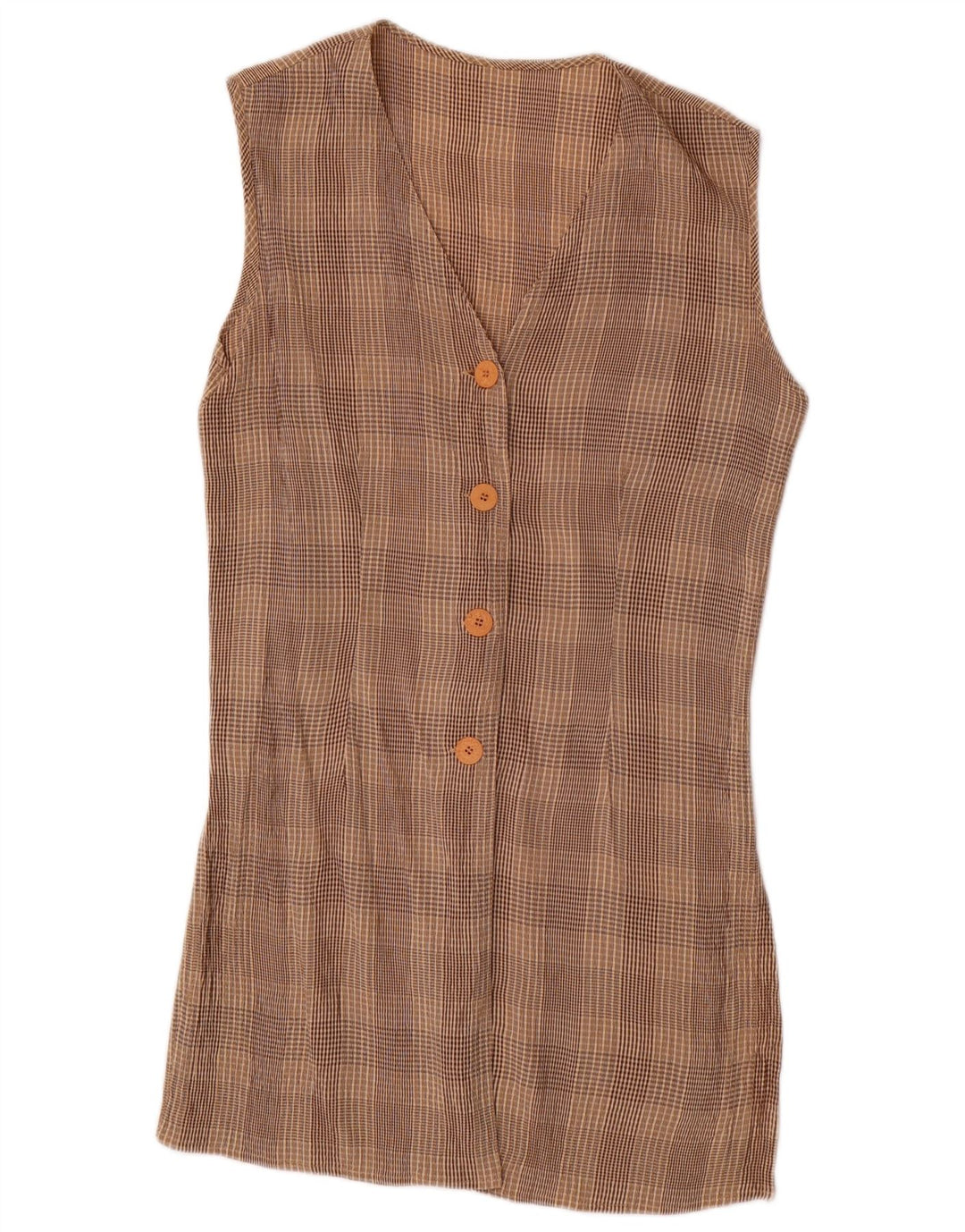 Conjunto feminino VINTAGE de 4 botões e 2 peças Reino Unido 10 pequeno W28 marrom xadrez acetato