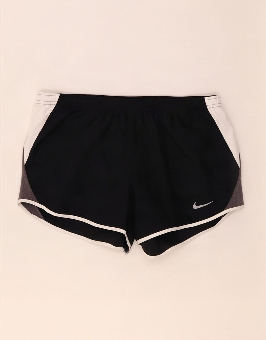 Shorts esportivos femininos Nike Dri Fit UK 14 médio preto colorblock poliéster