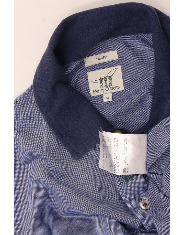 Camisa polo masculina slim fit Henry Cottons algodão azul médio