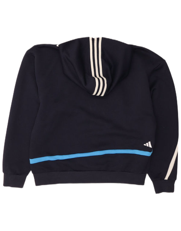 ADIDAS Mens Hoodie Jumper Médio Azul Marinho Algodão