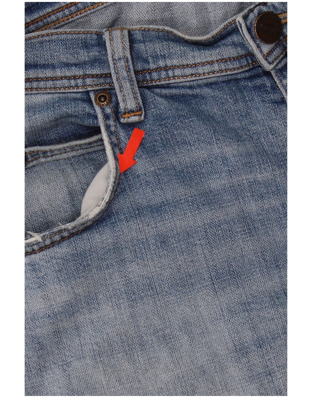 Shorts jeans Wrangler masculino desgastado W34 grande algodão azul
