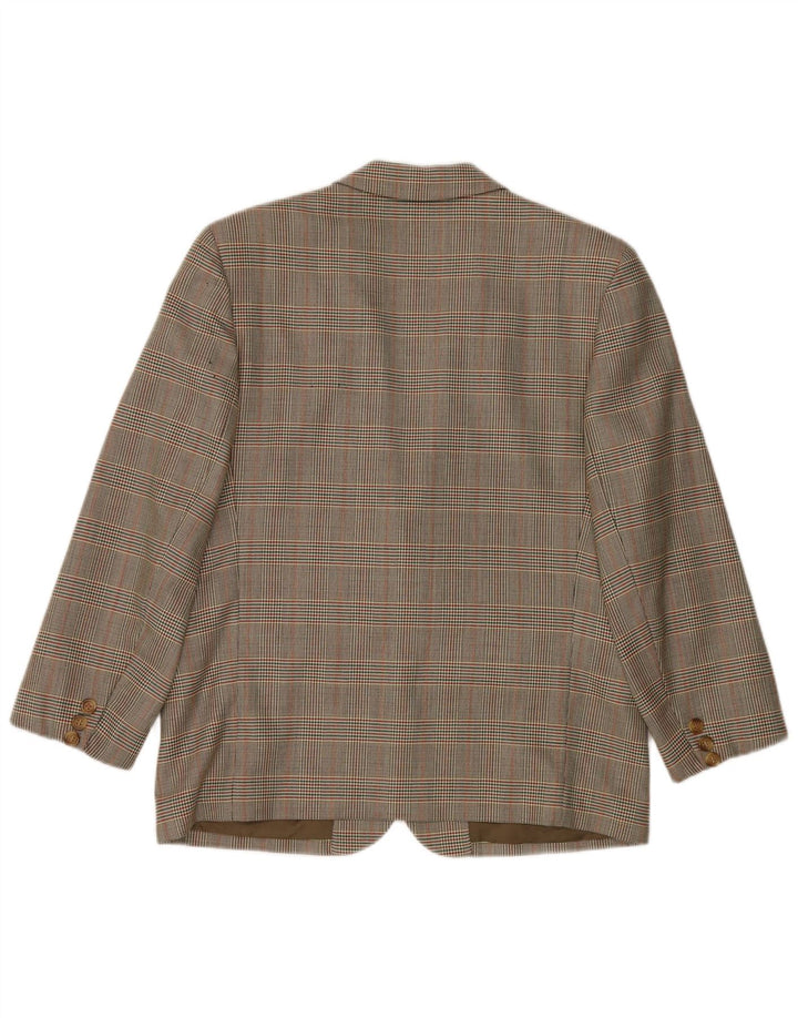 Jaqueta blazer feminina Burberrys com 2 botões Reino Unido 14 grande lã houndstooth verde