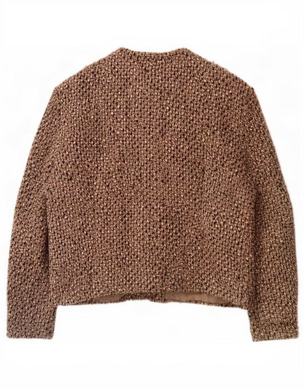 Jaqueta blazer vintage feminina com 4 botões Reino Unido 14 marrom médio manchado