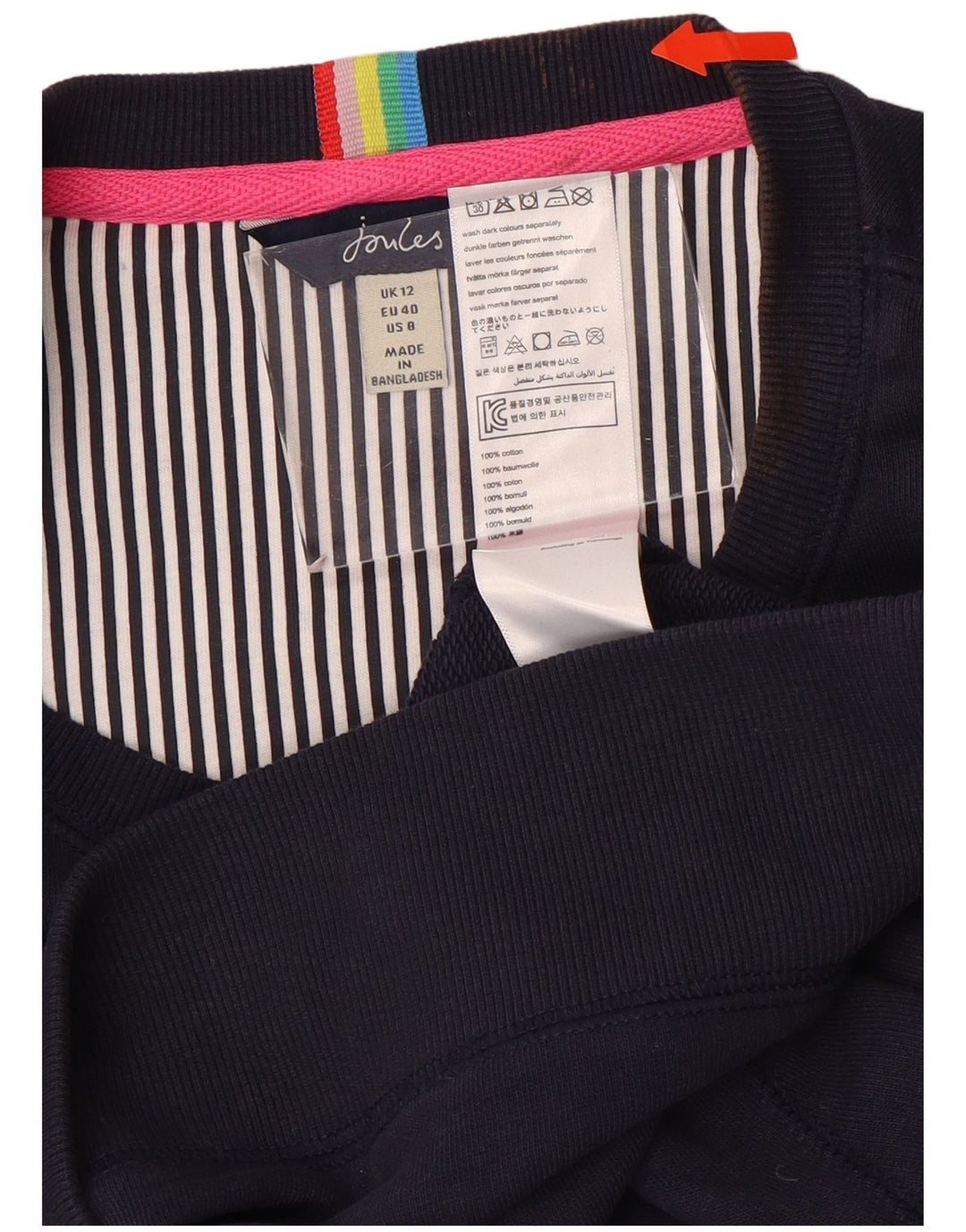 Suéter feminino grande JOULES Reino Unido 12 algodão azul marinho médio