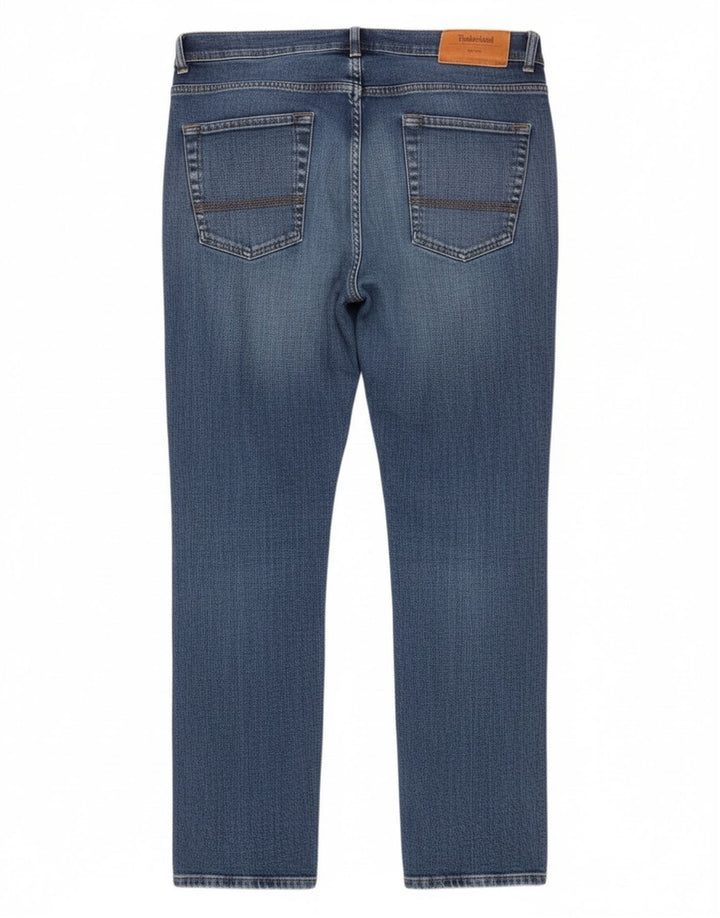 Calça jeans reta masculina Timberland W34 L32 azul algodão