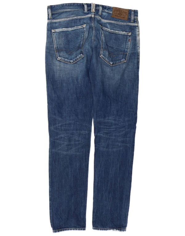 Replay Jeans Slim Masculino W33 L32 Azul Algodão