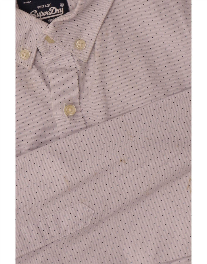 Camisa masculina Superdry algodão manchado branco médio