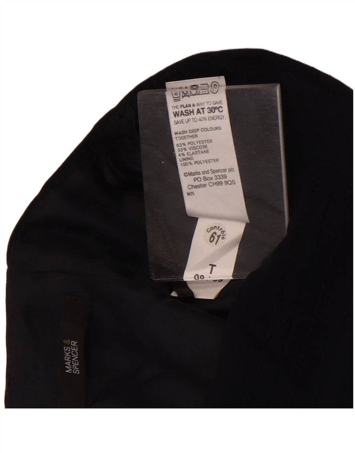 Saia lápis feminina Marks & Spencer Reino Unido 8 pequena W26 poliéster azul marinho