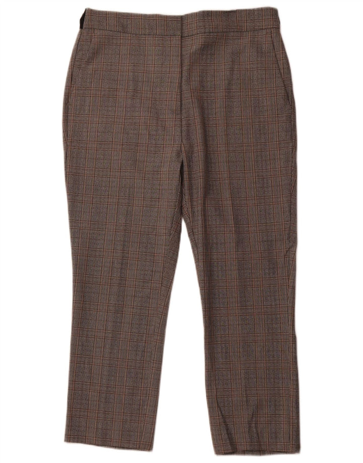 Calça feminina ZARA cônica cortada XL W32 L24 cinza houndstooth poliéster