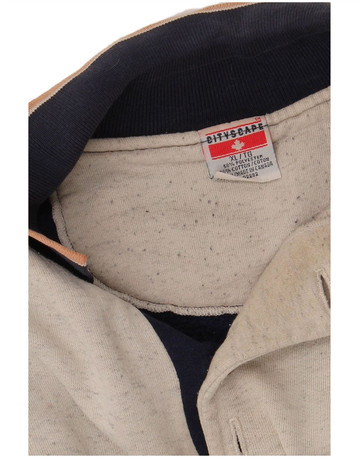 Camisola de gola polo masculina vintage Jumper XL azul marinho Colourblock poliéster