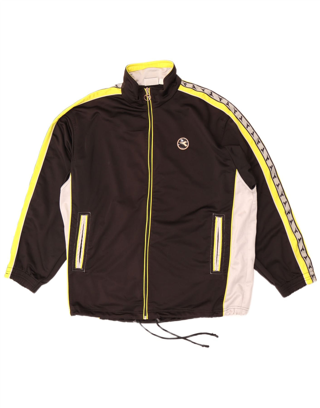 Diadora Mens Graphic Tracksuit Top Jacket UK 38 Medium Black Colourblock