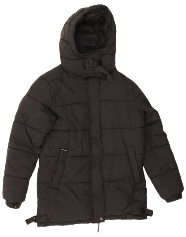 Jaqueta acolchoada superdimensionada com capuz feminino Superdry Reino Unido 8 pequeno nylon preto