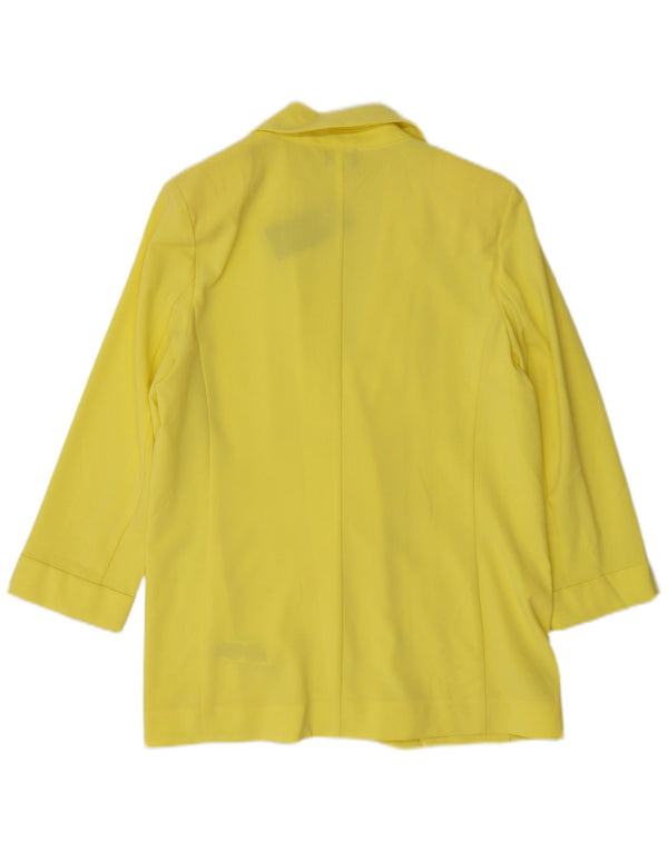 Jaqueta blazer feminina Marks & Spencer manga 3/4 aberta Reino Unido 12 médio amarelo