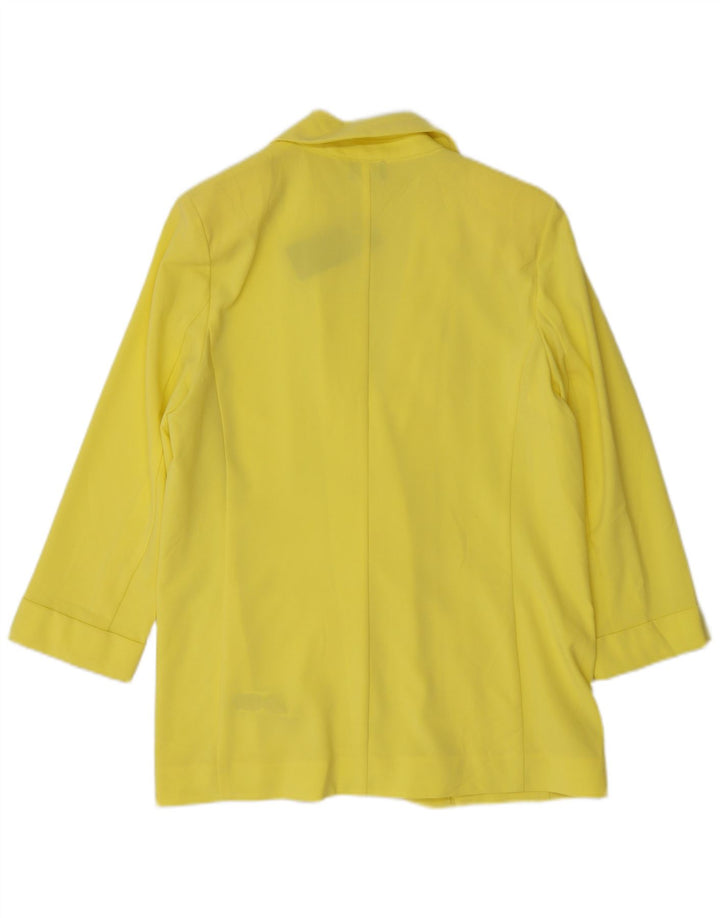 Jaqueta blazer feminina Marks & Spencer manga 3/4 aberta Reino Unido 12 médio amarelo