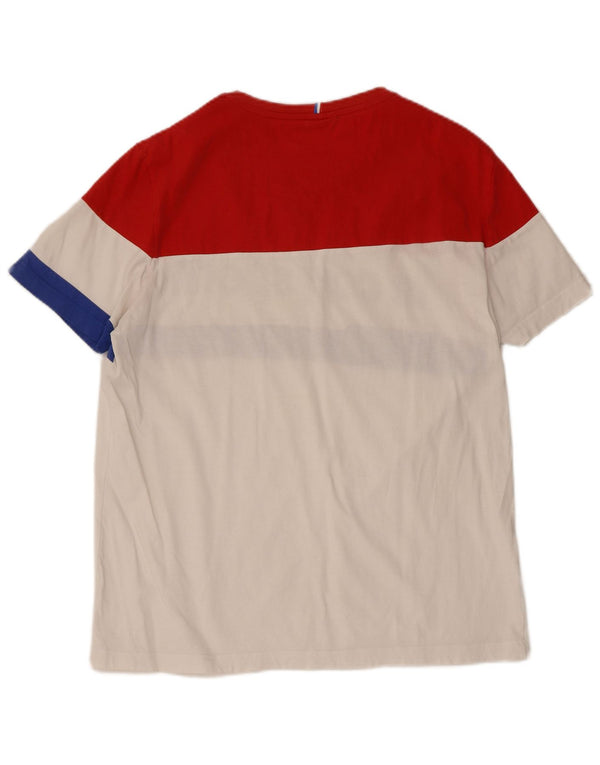Camiseta gráfica masculina Le Coq Sportif Top grande bloco colorido branco