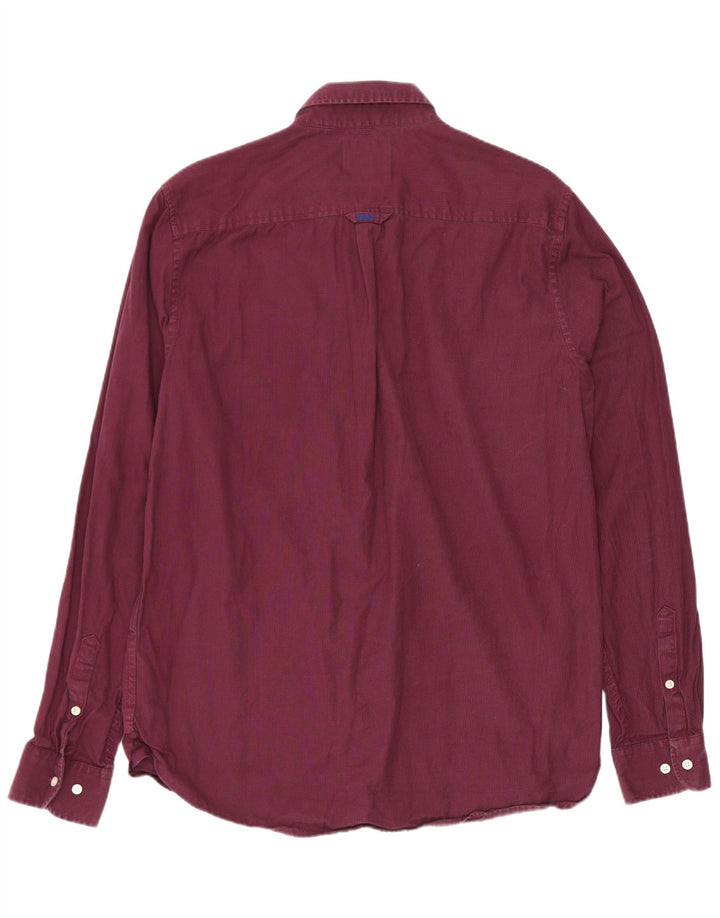Camisa masculina Superdry grande algodão houndstooth cor de vinho
