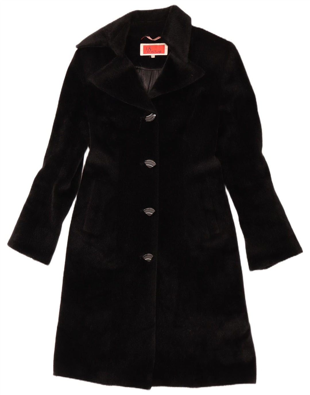 Sobretudo de pele sintética vintage feminino IT 42 poliéster preto médio