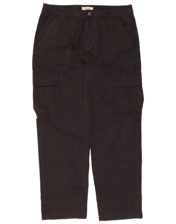 Calça cargo reta masculina Jack & Jones W34 L31 algodão preto