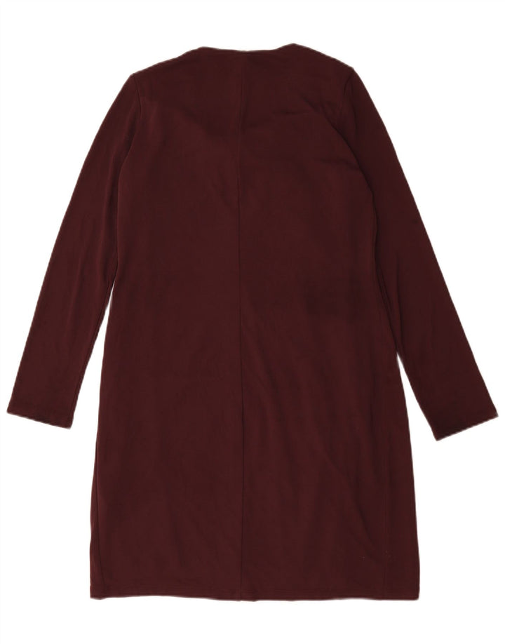 Vestido feminino de manga comprida Marks & Spencer UK 10 pequeno Borgonha