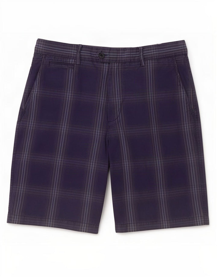 Shorts chino masculino Marks & Spencer grande W34 algodão xadrez azul