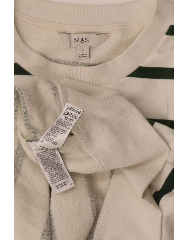 Suéter feminino Marks & Spencer Reino Unido 16 listrado branco grande