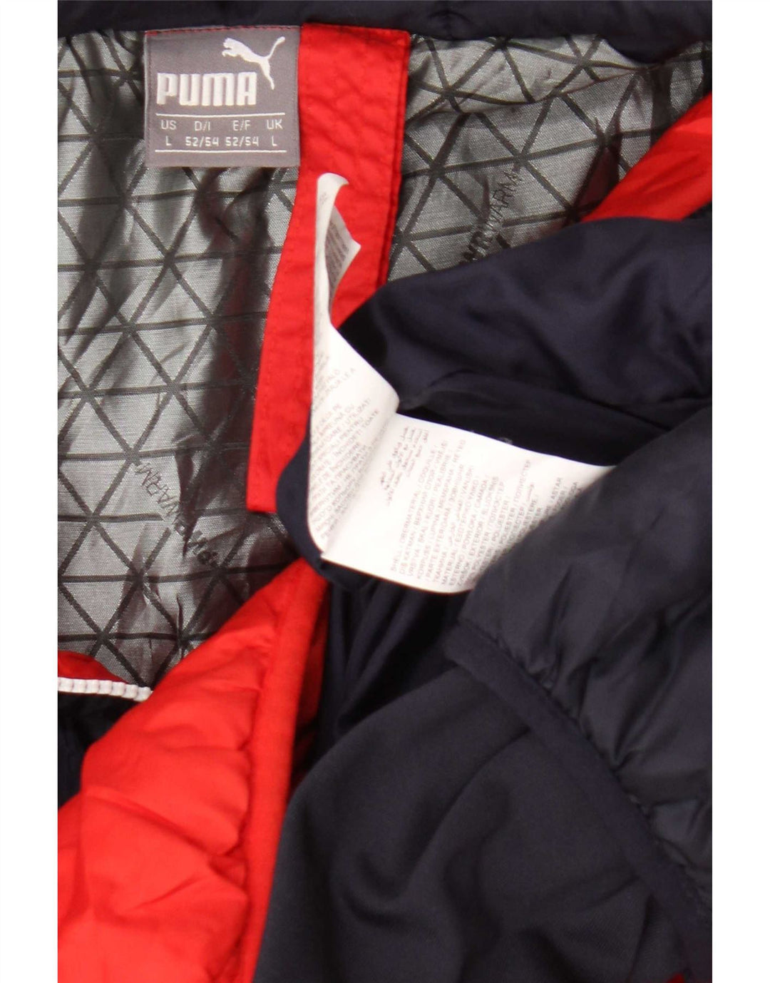 Jaqueta acolchoada masculina Puma UK 40 grande poliéster colorblock vermelho