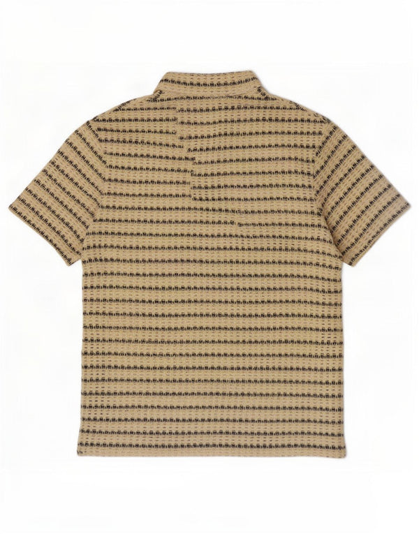 Camisa polo masculina Zara transparente de algodão listrado amarelo médio