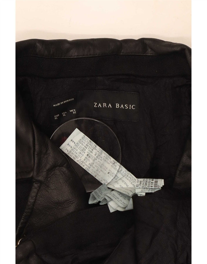 Zara Womens Crop Biker Jacket UK 18 XL Poliéster Preto