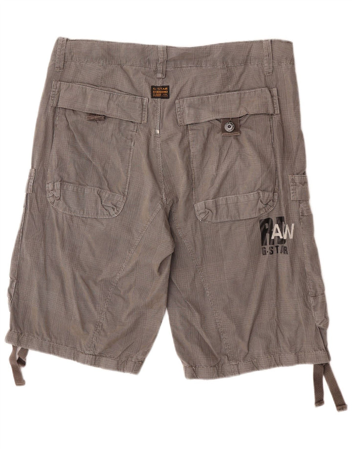 Shorts cargo masculino G-Star W34 grande algodão xadrez cinza