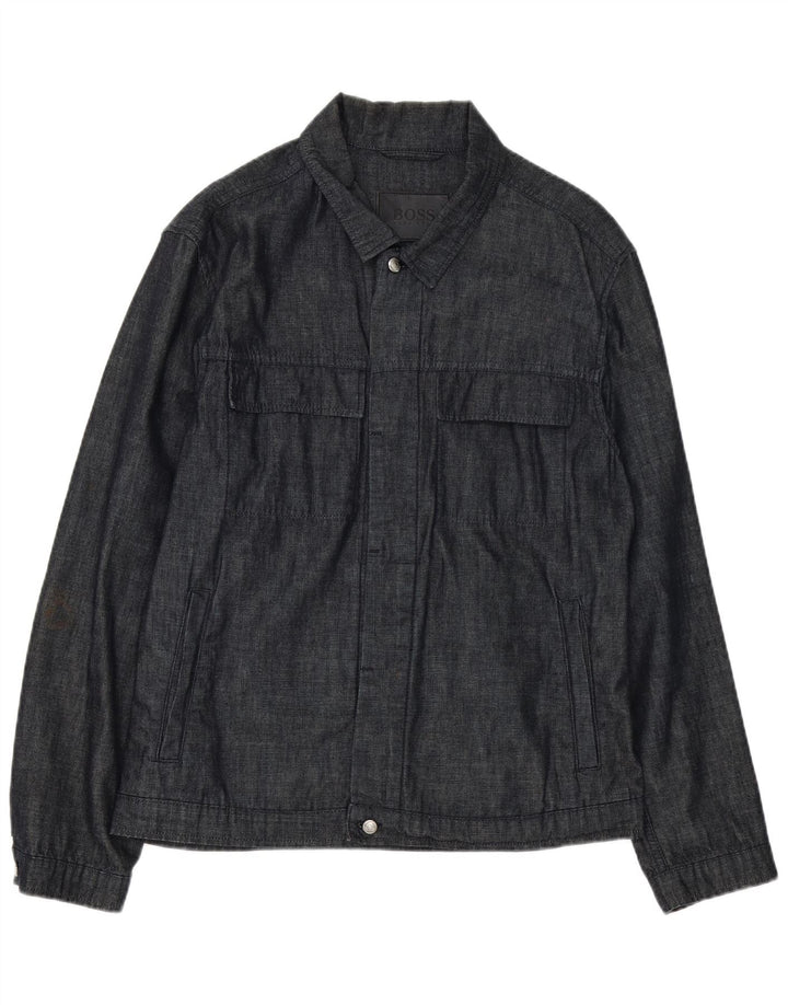 Jaqueta utilitária masculina Hugo Boss IT 48 algodão azul marinho médio