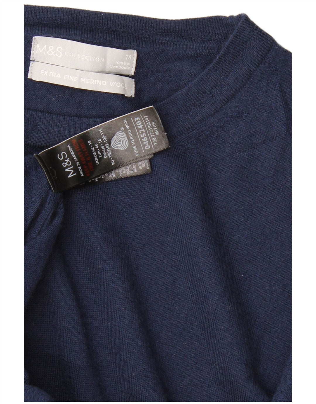 Suéter feminino MARKS & SPENCER com gola canoa Reino Unido 18 XL azul marinho