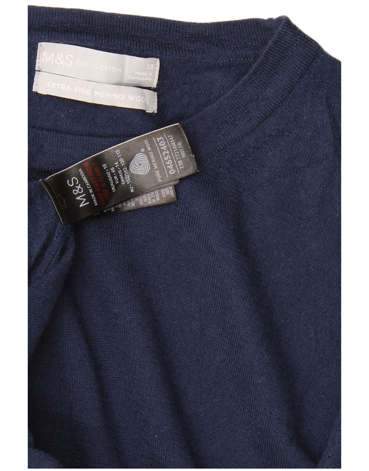 Suéter feminino MARKS & SPENCER com gola canoa Reino Unido 18 XL azul marinho