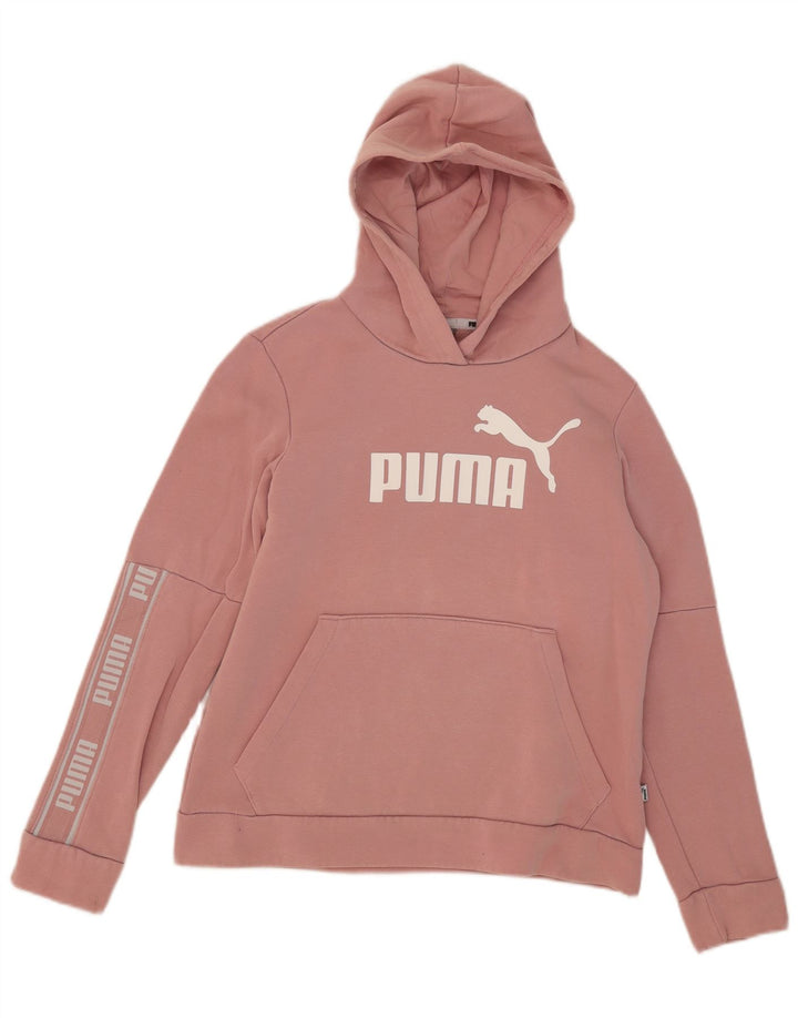 Puma feminino gráfico moletom com capuz UK 14 médio rosa